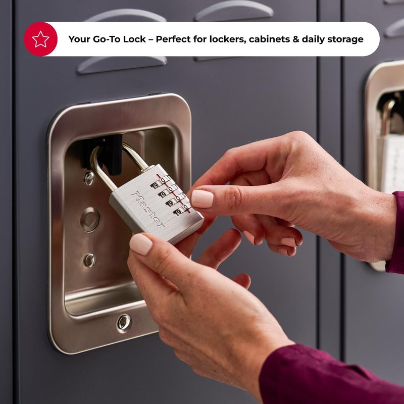MasterLock Set Your Own Combination Padlock, 4 Pack, Silver 643EC4 - Image 3