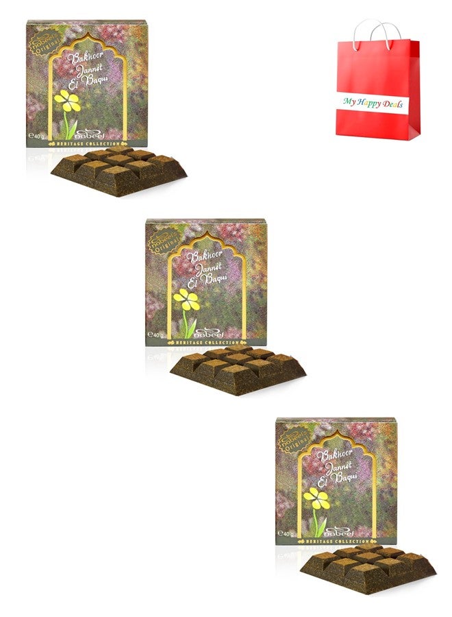 Nabeel 3 Pcs Nabeel Jannet El Baqui  Bakhoor Incense 40 GM - Image 1