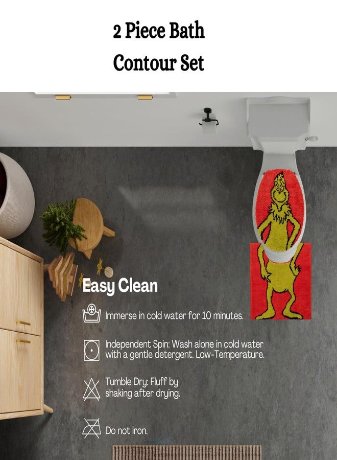 Franco Collectibles Grinch by Dr. Seuss Holiday & Christmas Poly Knit 2 Piece Toilet Cover, Non Slip and U-Shaped Contour Toilet Mat, (Officially Licensed Product) - Image 4