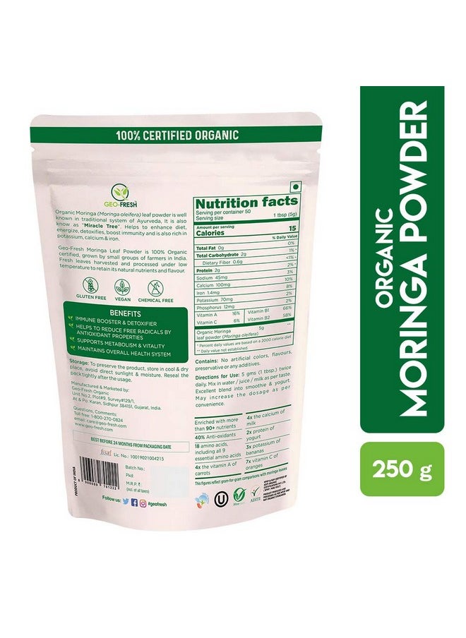 Geo-Fresh - Organic Superfood Moringa Powder (Olifera) Leaf Powder Powerful Vitamins & Antioxidants - 250G | Boosts Immunity | - Image 1