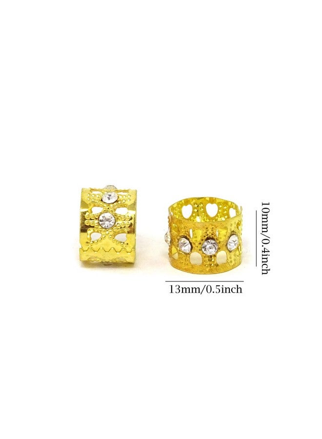 HONBAY Onbay 20Pcs Gold Rhinestone Hair Rings Dreadlocks Beads Braid Hair Cuffs Braiding Hair Jewelry (Heart Hollow Out) - Image 3