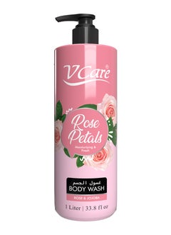 VCare V Care Body Wash 1litre - Luxurious Floral Blend | Rose & Jojoba Extract | Large Size | Moisturizing Body Wash for Silky Smooth Skin | Suitable for all skin types  - Image 1
