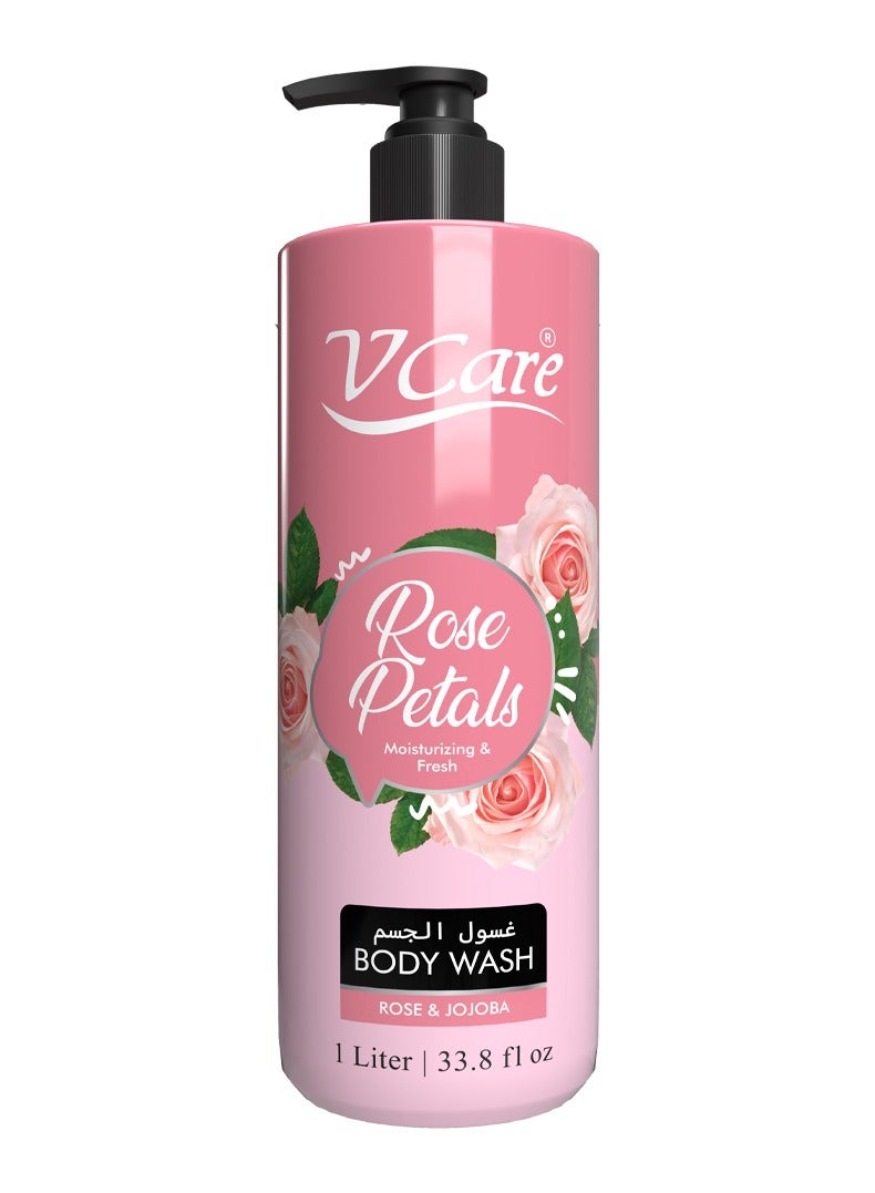 VCare V Care Body Wash 1litre - Luxurious Floral Blend | Rose & Jojoba Extract | Large Size | Moisturizing Body Wash for Silky Smooth Skin | Suitable for all skin types - Image 1