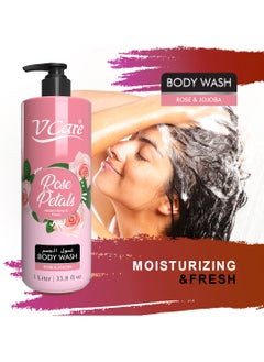 VCare V Care Body Wash 1litre - Luxurious Floral Blend | Rose & Jojoba Extract | Large Size | Moisturizing Body Wash for Silky Smooth Skin | Suitable for all skin types  - Image 3