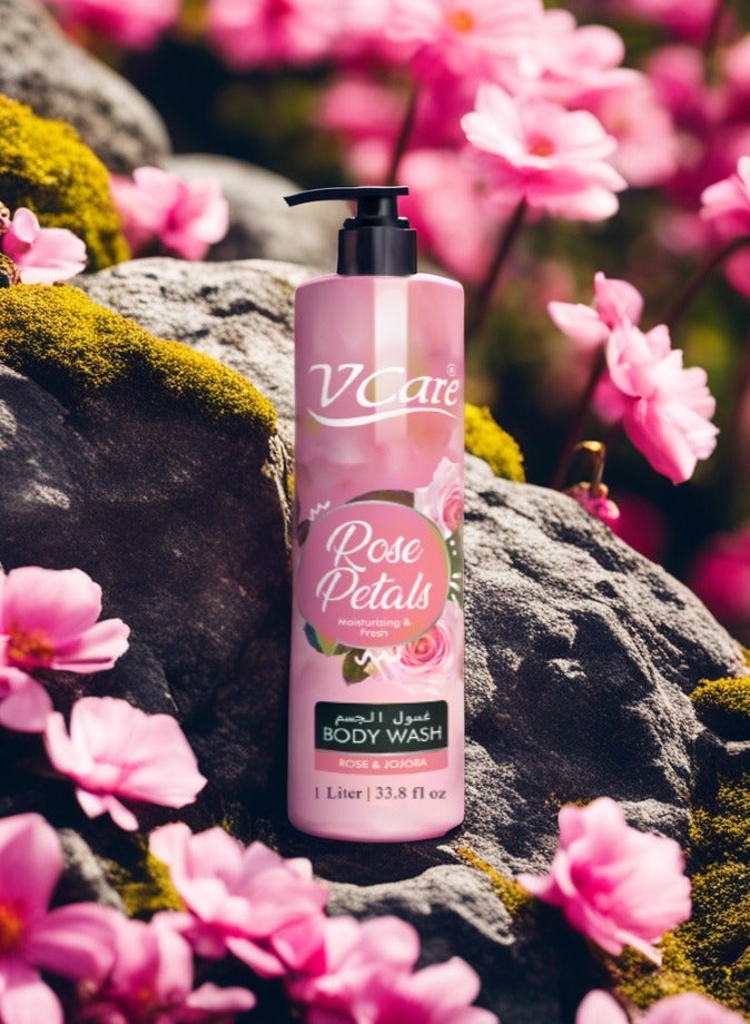 VCare V Care Body Wash 1litre - Luxurious Floral Blend | Rose & Jojoba Extract | Large Size | Moisturizing Body Wash for Silky Smooth Skin | Suitable for all skin types - Image 4