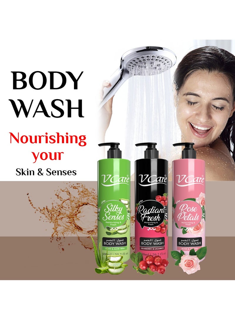 VCare V Care Body Wash 1litre - Luxurious Floral Blend | Rose & Jojoba Extract | Large Size | Moisturizing Body Wash for Silky Smooth Skin | Suitable for all skin types - Image 5