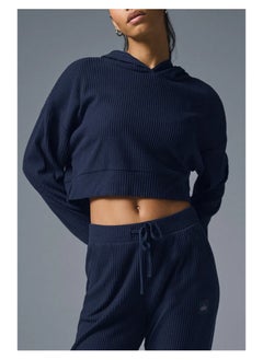 alo Yoga Set MUSE Sports set Loose casual hoodie sports two-piece set navy blue