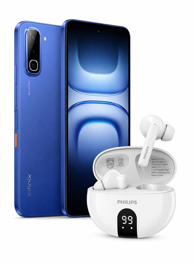 Hot 70 Dual SIM Dive Blue 12GB(6+6)RAM 256GB Smartphone with Earbuds - Middle East Version