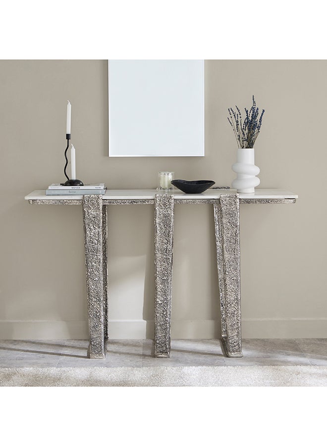 Home Box Stowe Genuine Marble Top Aluminium Casted Console Table  - Image 2