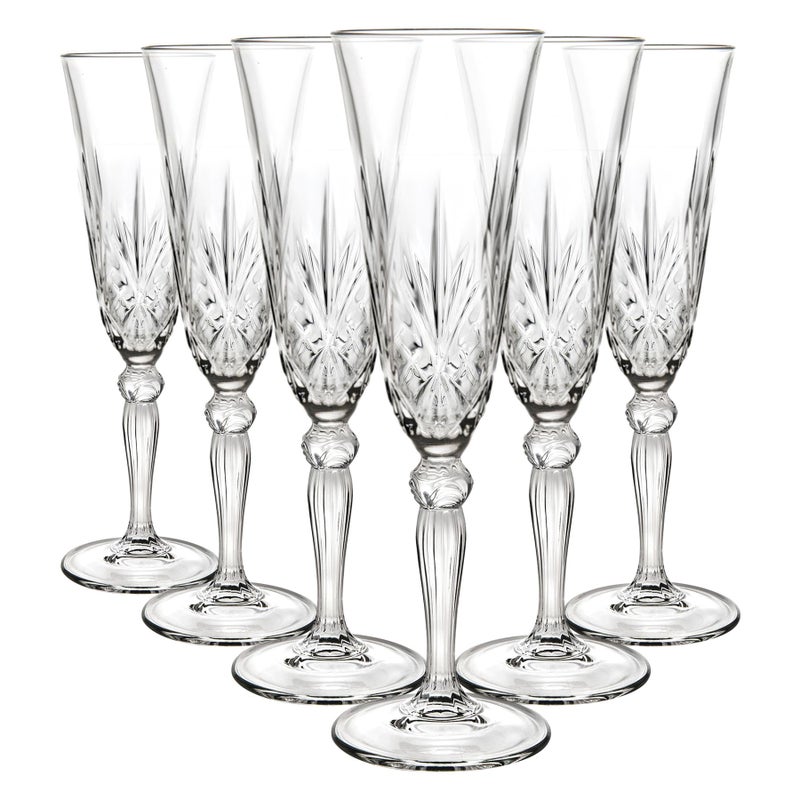 RCR 25600020006 Melodia Crystal Champagne Flutes Glasses, 160 ml, Set of 6 - Image 3