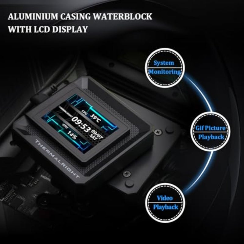 FW 360 SE ARGB Black-AIO CPU Liquid Cooler, IPS LCD Screen with 320x240 Resolution, for AM4/AM5, Intel LGA1700/1851, 2-inch Magnet-Absorbent LCD Screen for Images-Black, PC CPU Water Cooler - Image 4