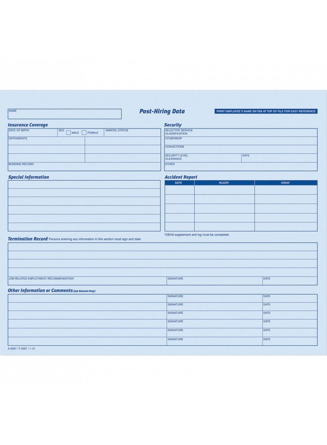 ADAMS Adams Employees Personnel File Folder, Heavy Card Stock, 11-3/4 x 9-1/2 Inches, Pack of 20 Folders (9287ABF) ,Blue/White - Image 5
