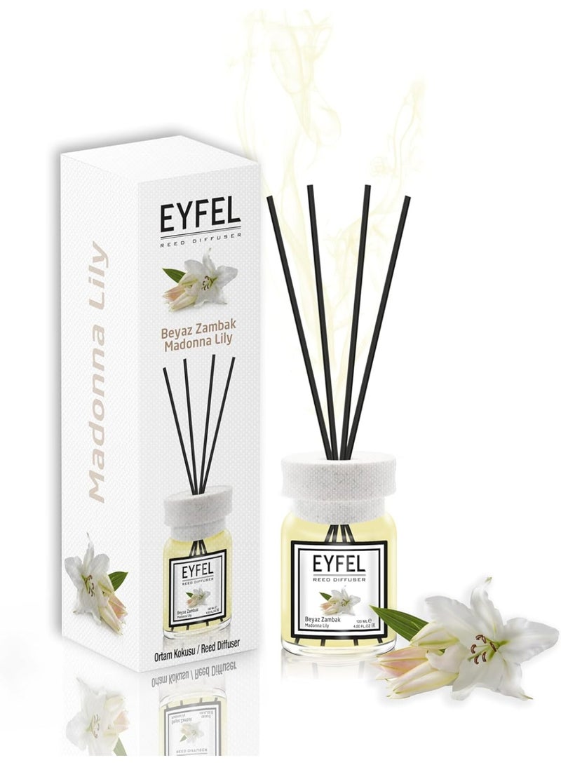 EYFEL EYFEL Madonna Lily Reed Diffuser, 120ml | Premium Floral Home Fragrance with Natural Sticks | Elegant & Long-Lasting Scent for Home  - Image 1