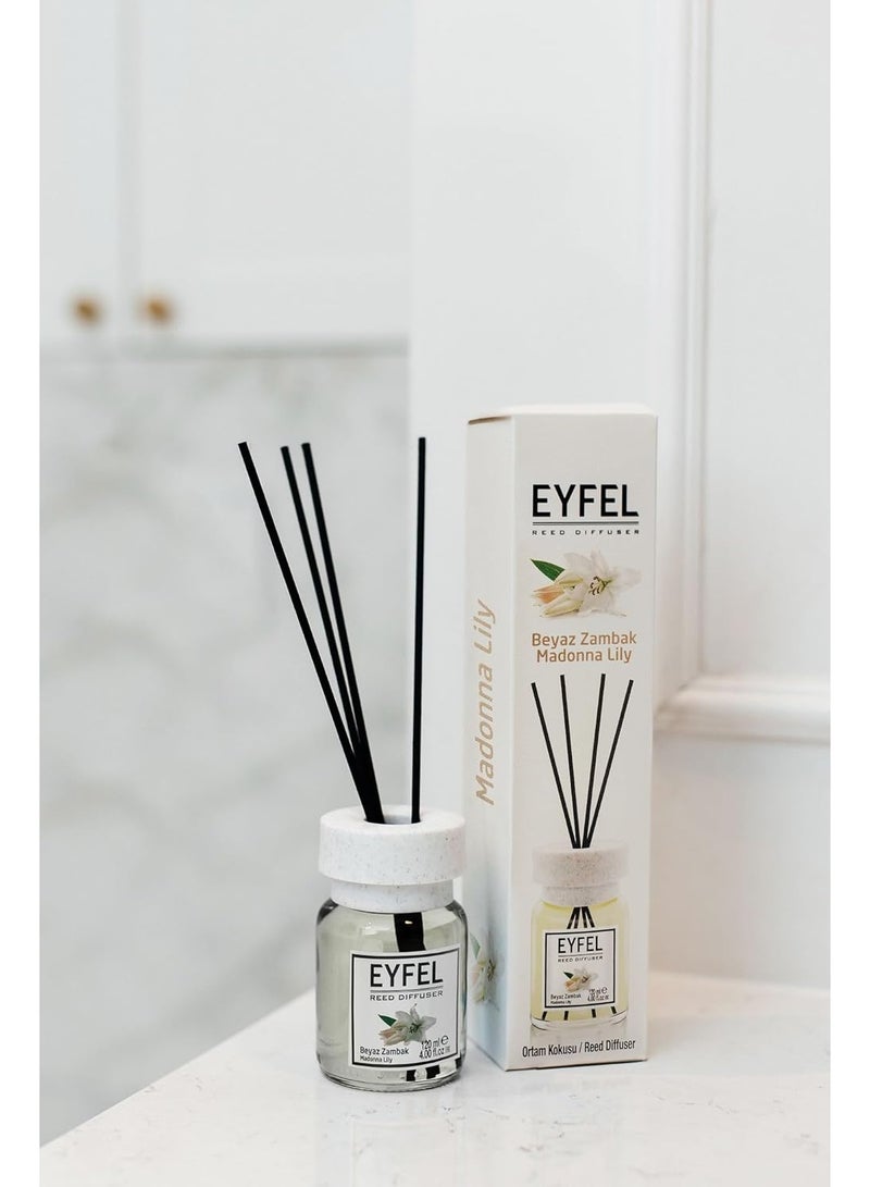 EYFEL EYFEL Madonna Lily Reed Diffuser, 120ml | Premium Floral Home Fragrance with Natural Sticks | Elegant & Long-Lasting Scent for Home  - Image 2