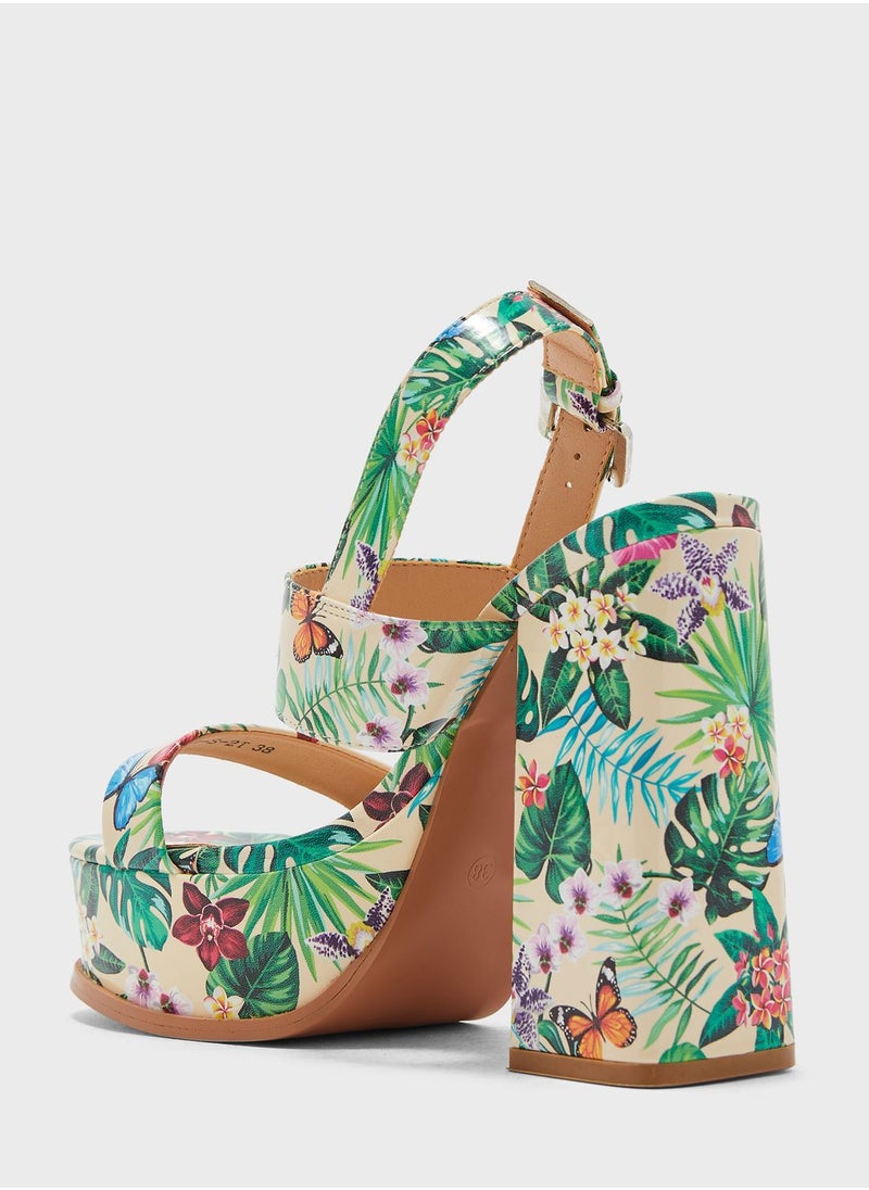 Ginger - Print Ankle Strap Platform Sandal - Image 1