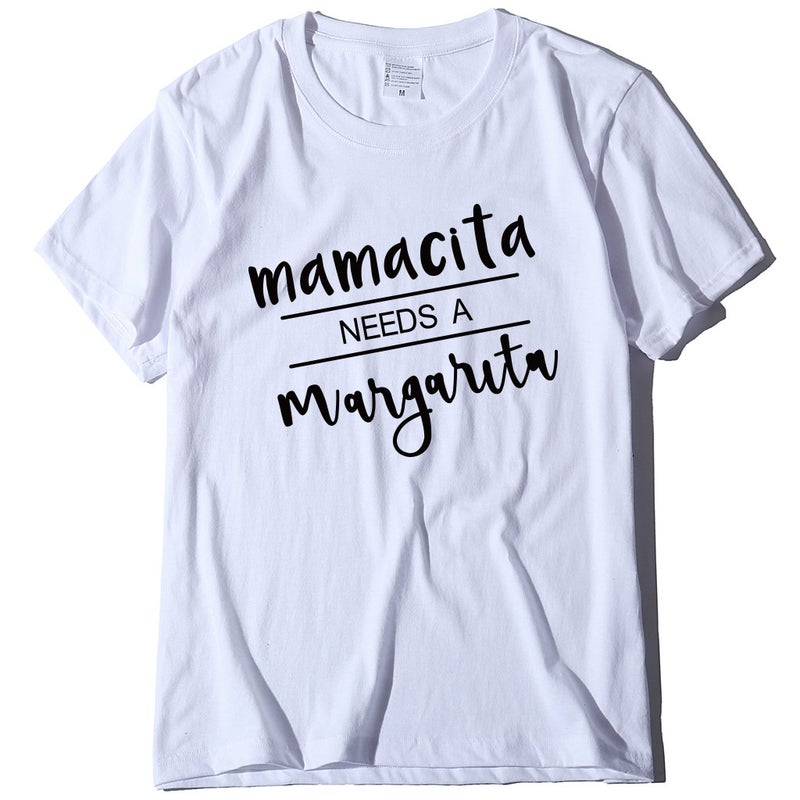Factory wholesale Mamacita needs a margaic short sleeve T-shirt women loose polyester cotton T - Image 1