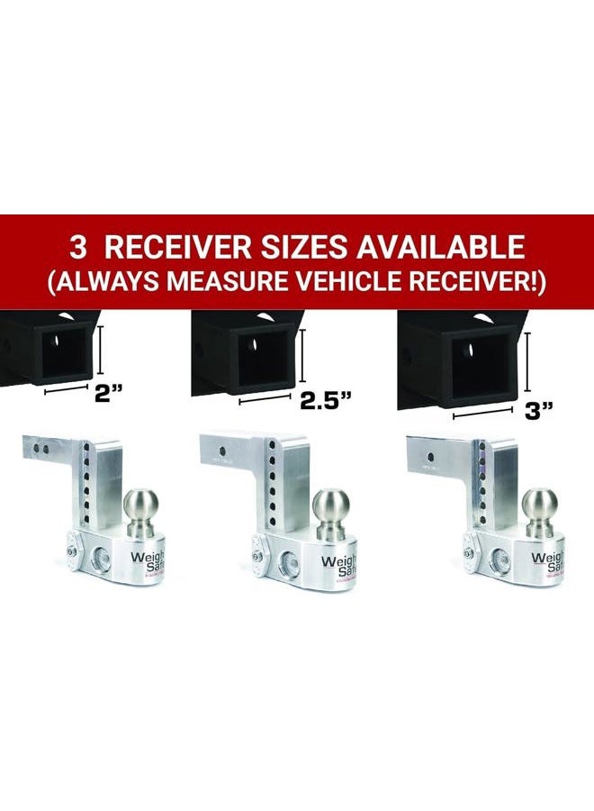 Weigh Safe WS6-2.5-BA 6" Drop Hitch, 2.5" Receiver 18,500 LBS GTW - Adjustable Aluminum Trailer Hitch Ball Mount w/Built-in Scale, 2 Stainless Steel Tow Balls, Keyed Lock, Lifetime Gauge Warranty - Image 5