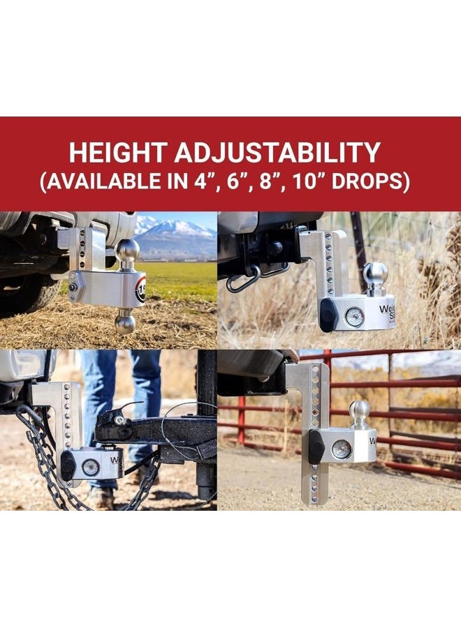 Weigh Safe WS6-2.5-BA 6" Drop Hitch, 2.5" Receiver 18,500 LBS GTW - Adjustable Aluminum Trailer Hitch Ball Mount w/Built-in Scale, 2 Stainless Steel Tow Balls, Keyed Lock, Lifetime Gauge Warranty - Image 3