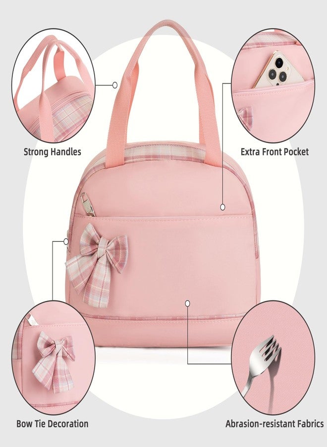 KIDNUO Lunch Bag for Women Men Cute Tote Bags Reusable Insulated Beach Box Case Large Capacity Cooler Purse for Work Picnic Travel Office Camping Handbag School Bookbag for Girls,Teen,College,Student Pink - Image 4