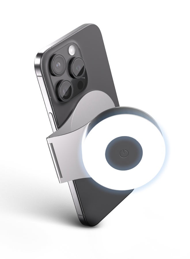 blupebble Lumi Mag Magnetic Aluminium Phone Stand with Built-in LED Light – Adjustable MagSafe Desk Holder for iPhone 16/15/14/13 Series, Charging-Compatible - Image 1