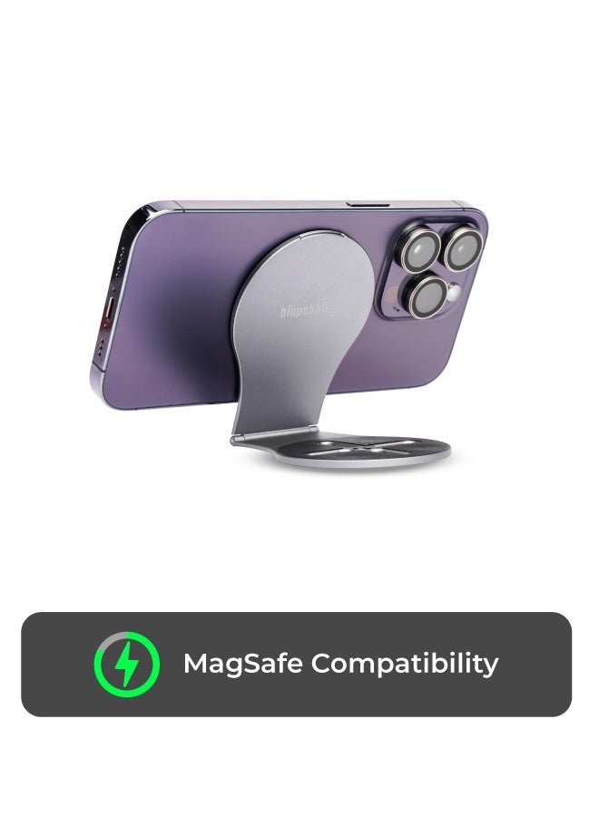 blupebble Lumi Mag Magnetic Aluminium Phone Stand with Built-in LED Light – Adjustable MagSafe Desk Holder for iPhone 16/15/14/13 Series, Charging-Compatible - Image 3