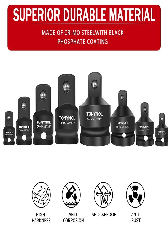 TONYNOL 8 Piece Impact Socket Adapter and Reducer Set,1/4" 3/8" 1/2" 3/4" 1"Drive Socket Adapter Set,Cr-Mo Steel,With a Storage Case. - Image 4
