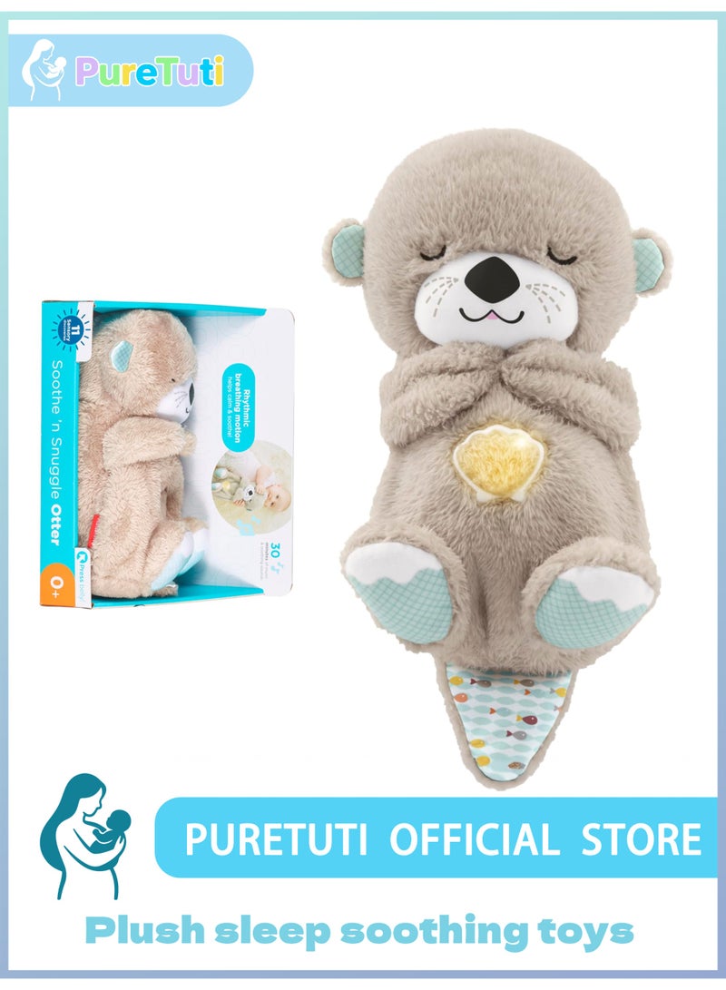 PureTuti Bear Plush Sleep Soother Toy with Music Lights & Breathing Motion, Machine Washable and Portable Baby Toy for Newborns 0+ Months, 4 AA Natteries Need (No Batterises Include)Newborn must haves,Nursery - Image 1