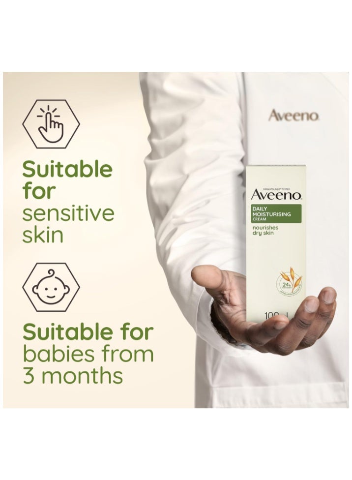 Aveeno Daily Moisturizing Cream 100ml | Nourishing Oat Formula for Dry & Sensitive Skin, 24H Hydration, Unscented - Image 4