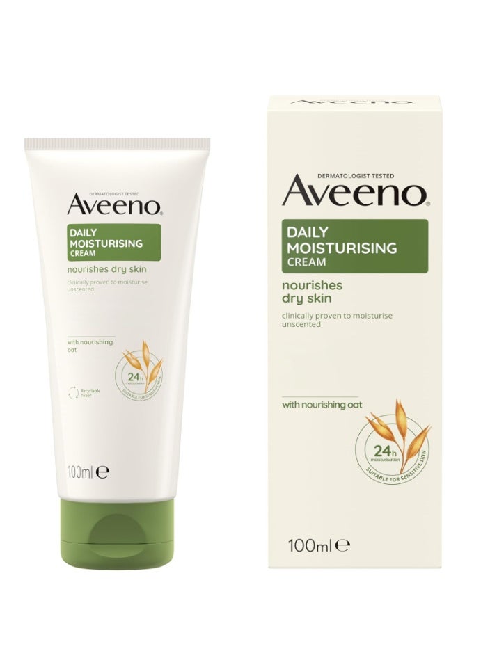Aveeno Daily Moisturizing Cream 100ml | Nourishing Oat Formula for Dry & Sensitive Skin, 24H Hydration, Unscented - Image 1