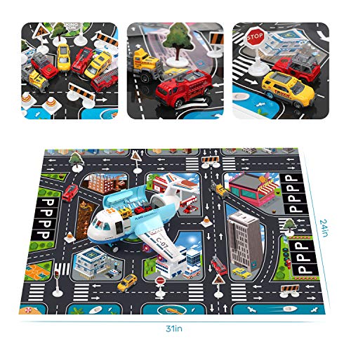 CUTE STONE Toy Airplane with Smoke, Lights & Sounds, Friction Powered Plane Toy with Mini Cars for Kids, Great Christ Gift for Boys and Girls - Image 5