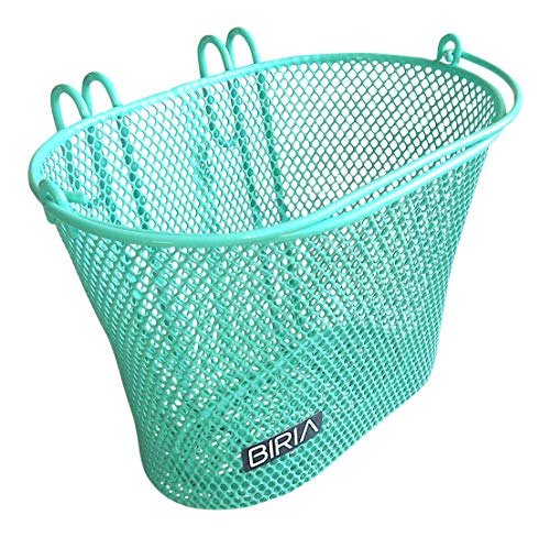 BIRIA Basket with Hooks Green, Front, Removable, Children Wire mesh Small Kids Bicycle Basket, New, Green - Image 1