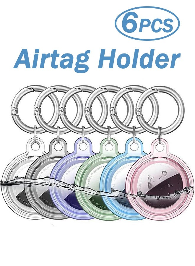 Waterproof Airtag Holder 6 pcs Apple AirTags Cases with Keychain AirTag Case for Luggage Dog Collar and Keys Anti-Scratch Full Body Protective Airtag Holder 6 Colors  - Image 1