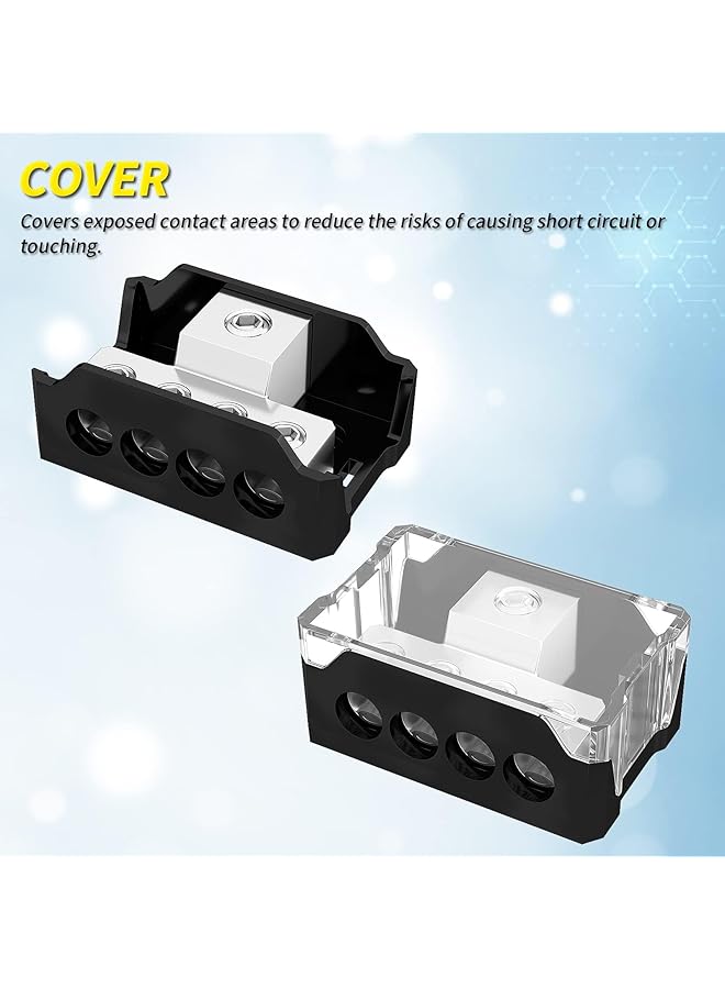 4-Way Power Distribution Block For Car Audio,Efficiently Distribute 0/2/4 Gauge Input To 4/8/10 Gauge Outputs,Enhance Your Amp Ground Connections（2Pcs) - Image 3