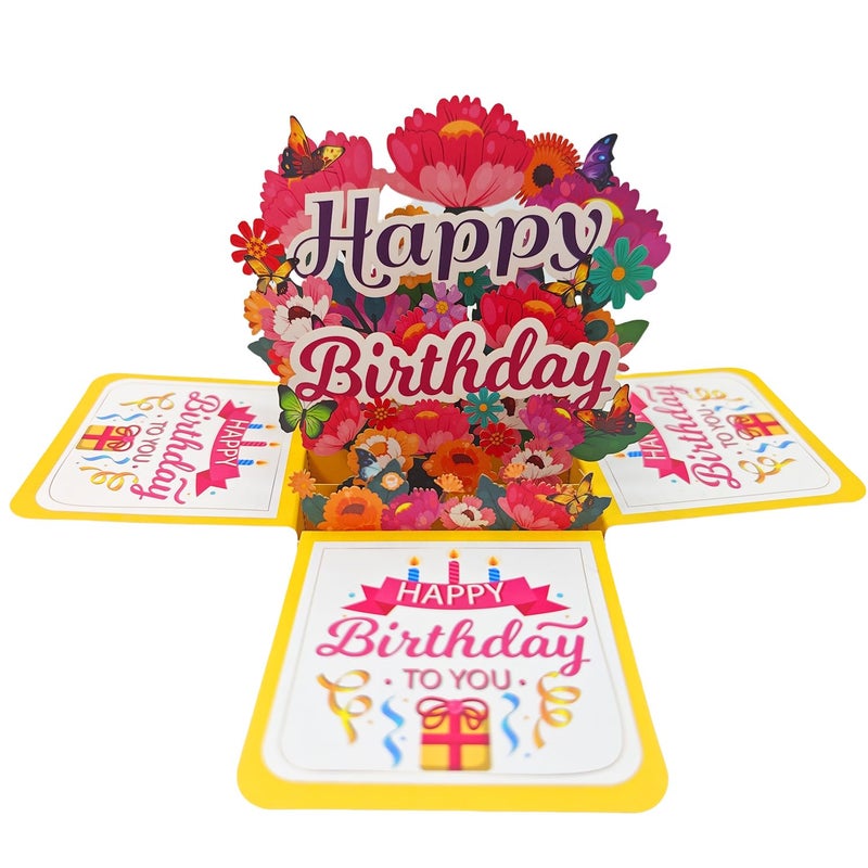 Akeydeco 3D Pop Up Birthday Cards Birthday Pop Up Greeting Cards Laser Cut Happy Birthday Cards Including Envelopes Best For Mom Wife Sister  Boy Girl Friends 1 Pack - Image 1