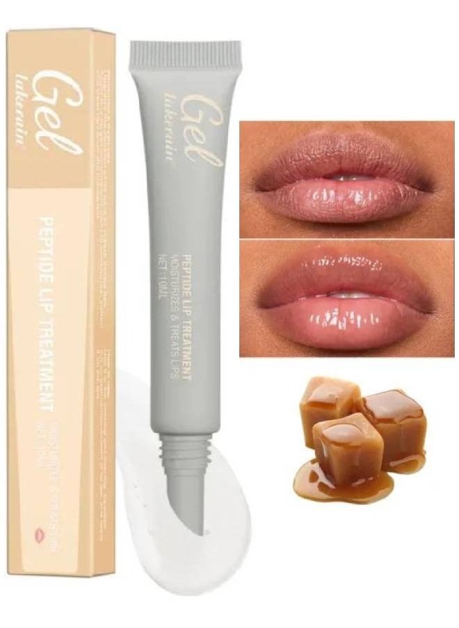 lakerain Peptide Lip Treatment Gel #3 Salted Caramel Moisturizes and Treats Lips Lip Gloss Oil for Plumper and Moisturizer Serum Hydrating Lip Serum for Dry Peeling and Dark Lips Gorgeous Glow 10ml  - Image 1