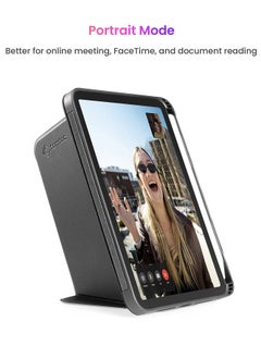 توم توك حافظة عمودية لأجهزة iPad والكمبيوتر اللوحي، غطاء حماية نحيف مضاد للانحناء مع حامل مغناطيسي لأوضاع رسم المناظر الطبيعية، شحن تلقائي، إيقاظ، أسود  - Image 3