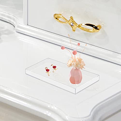 Bigfety Acrylic Bathroom Tray for Counter, Handmade Clear Trays Sturdy Organizer for Cup, Sponge, Soap, Plant (Medium, Clear) - Image 4