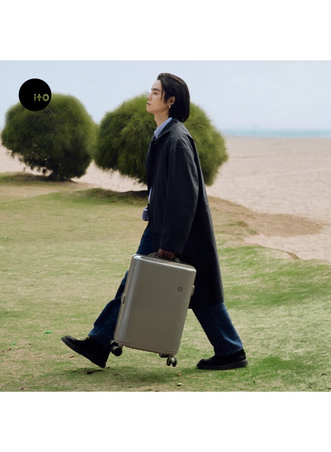 Ito Luggage Pistachio2 Suitcase, Large Capacity Trolley Case For Men And Women, Carry-on Luggage, Plain Gray, 20 Inches - Image 2