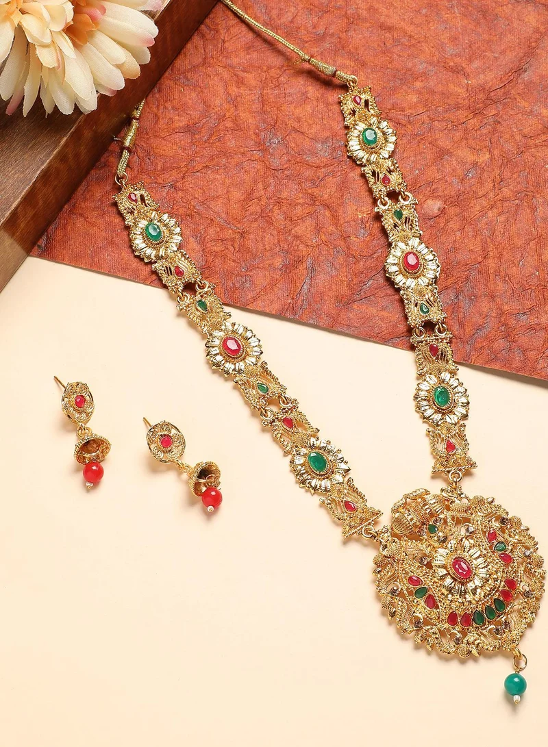 Red & Green Contemporary Artificial Jewellery Set