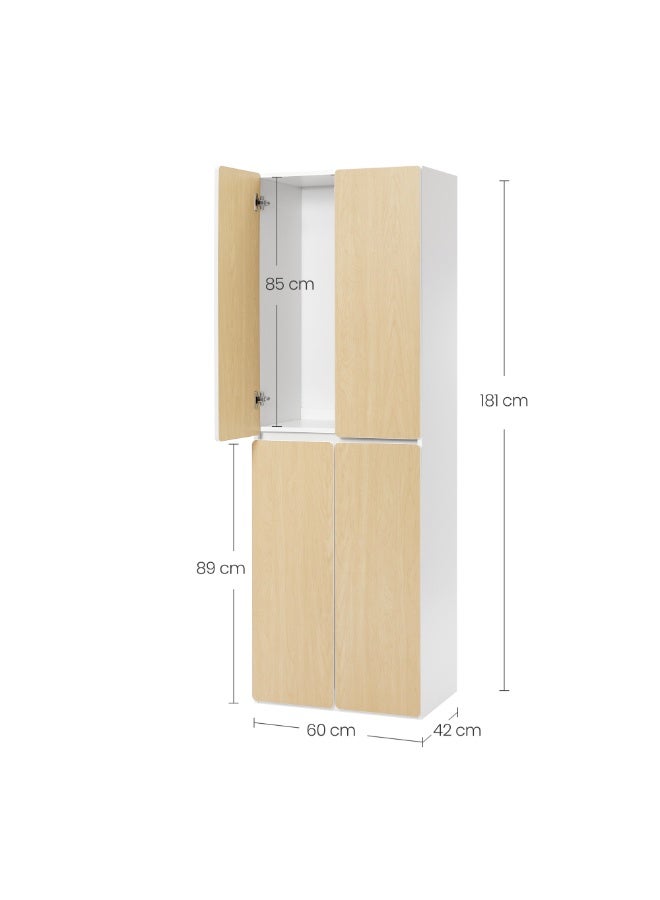 ebb & flow Modern Beige Bedroom Wardrobe – 181 × 42 × 60 cm, Spacious Storage Cabinet with Hanging Rail and Shelves, Particle Board - Image 4