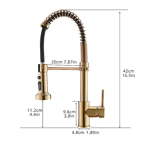 B Backline Brass Single Lever Kitchen Sink Mixer Tap | Pullout Faucet | 3 Water Flow Function | 360� Rotatable (Brushed Gold) - Image 3