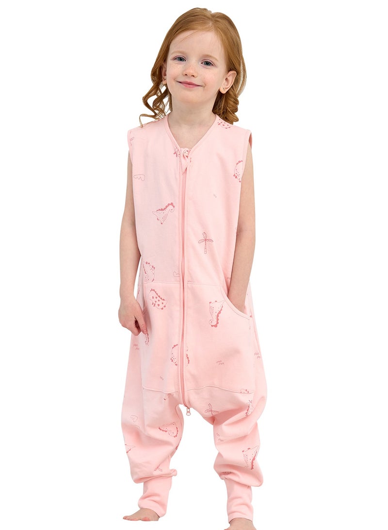 LEE AND TOWN 100% Cotton Cute Sleeveless Baby Sleeping Bag With Leg Kids Wearable blankets Sleeping Sack with Pocket  1-6Years - Image 1