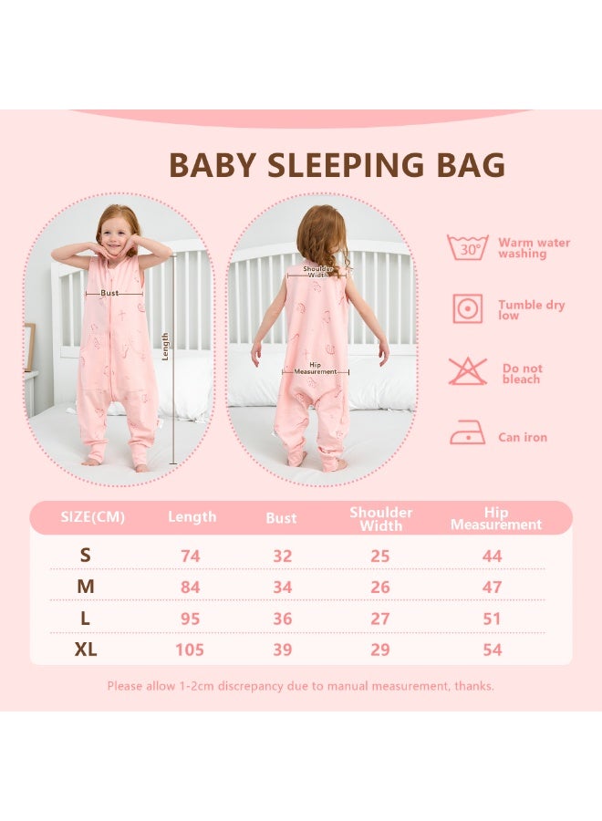 LEE AND TOWN 100% Cotton Cute Sleeveless Baby Sleeping Bag With Leg Kids Wearable blankets Sleeping Sack with Pocket  1-6Years - Image 2