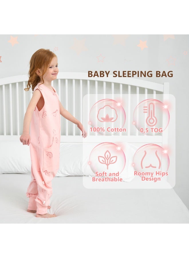 LEE AND TOWN 100% Cotton Cute Sleeveless Baby Sleeping Bag With Leg Kids Wearable blankets Sleeping Sack with Pocket  1-6Years - Image 3