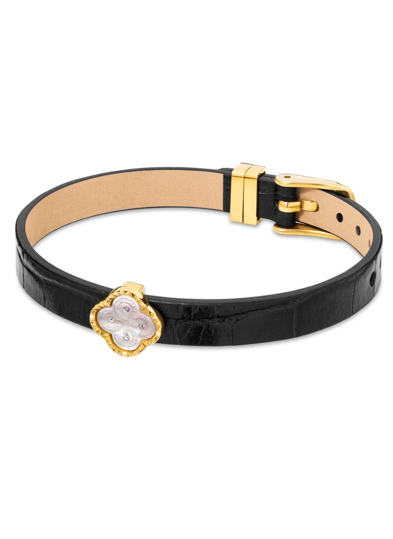 Guy Laroche Fleurine Black and Gold Bracelet for Women's