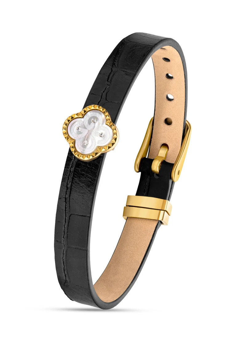 Guy Laroche Fleurine Black and Gold Bracelet for Women's