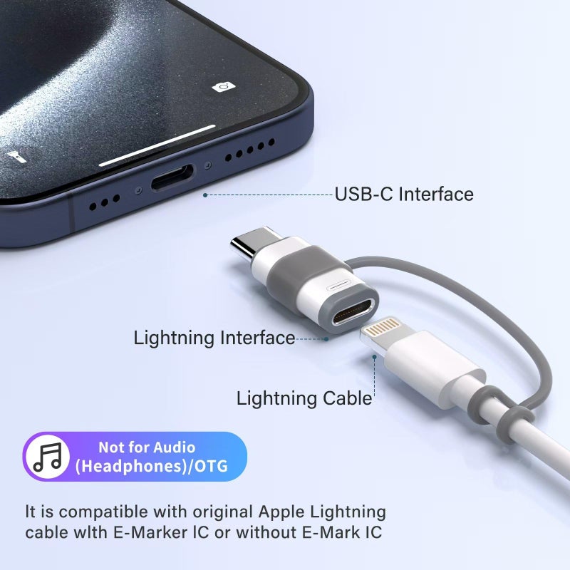 Thousover 4 Pack Lightning to USB C Adapter for iPhone 15/16/17 Pro/17 Pro Max,for iPhone 17/16 Charger,17/16 Accessories,Fast Charging & Data Transfer,USB C Charger Connector Cable,Not for Audio/OTG - Image 3