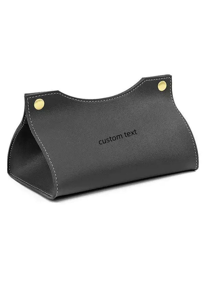 Black V Mouth Open Top Faux Leather Tissue Box Holder For Home And Office - Image 1
