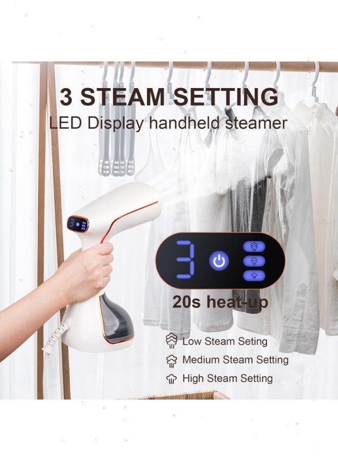 Pomefar Garment Steamer - 1200W Handheld Steamer Iron, 3 Steam Modes & 320ml Water Tank, Portable Travel Iron with Fabric Brush for Home Dorm Travel (120V) - Image 3
