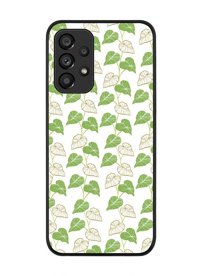 Stylizedd Rugged Black edge case for Samsung Galaxy A33 5G Slim fit Soft Case Flexible Rubber Edges Anti Drop TPU Gel Thin Cover - Vine Leaves - Image 1